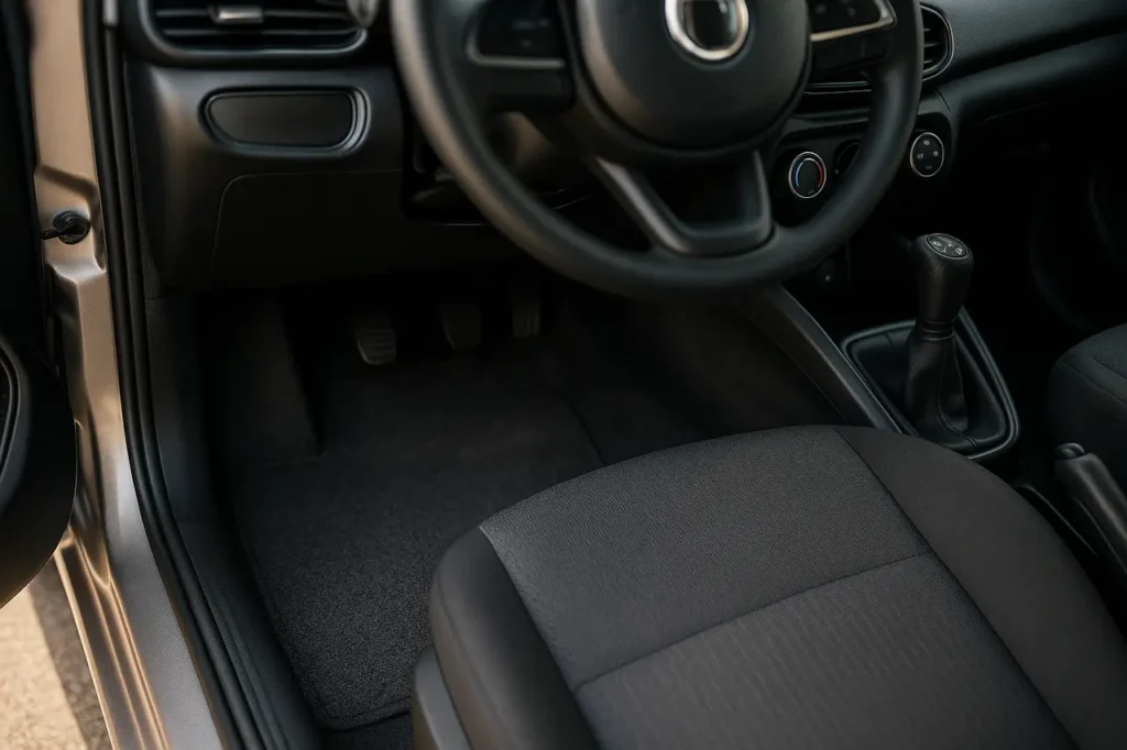 Interior automotivo com carpete em detalhe